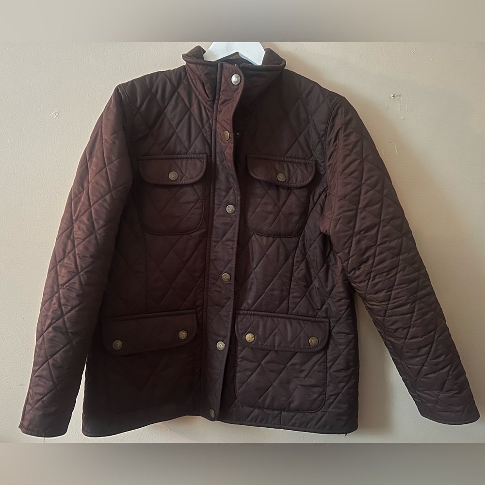 Burberry Quilted barn jacket coat brown ssense revolve Anthropologie button zip